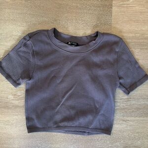 Zara cropped ribbed short sleeve tshirt